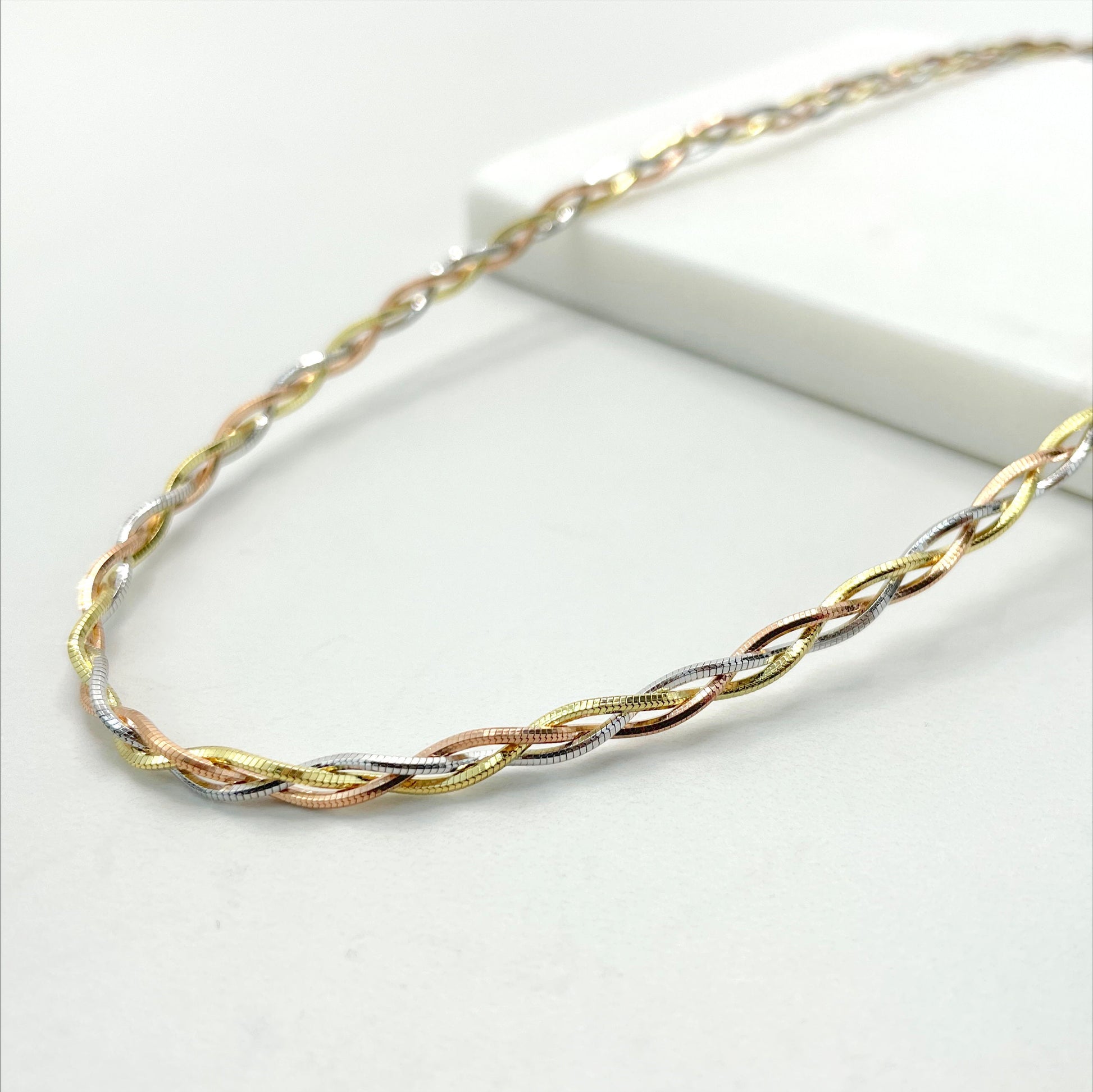 18k Gold Filled Three Tones Twisted Chain, Choker Wholesale Jewelry Supplies