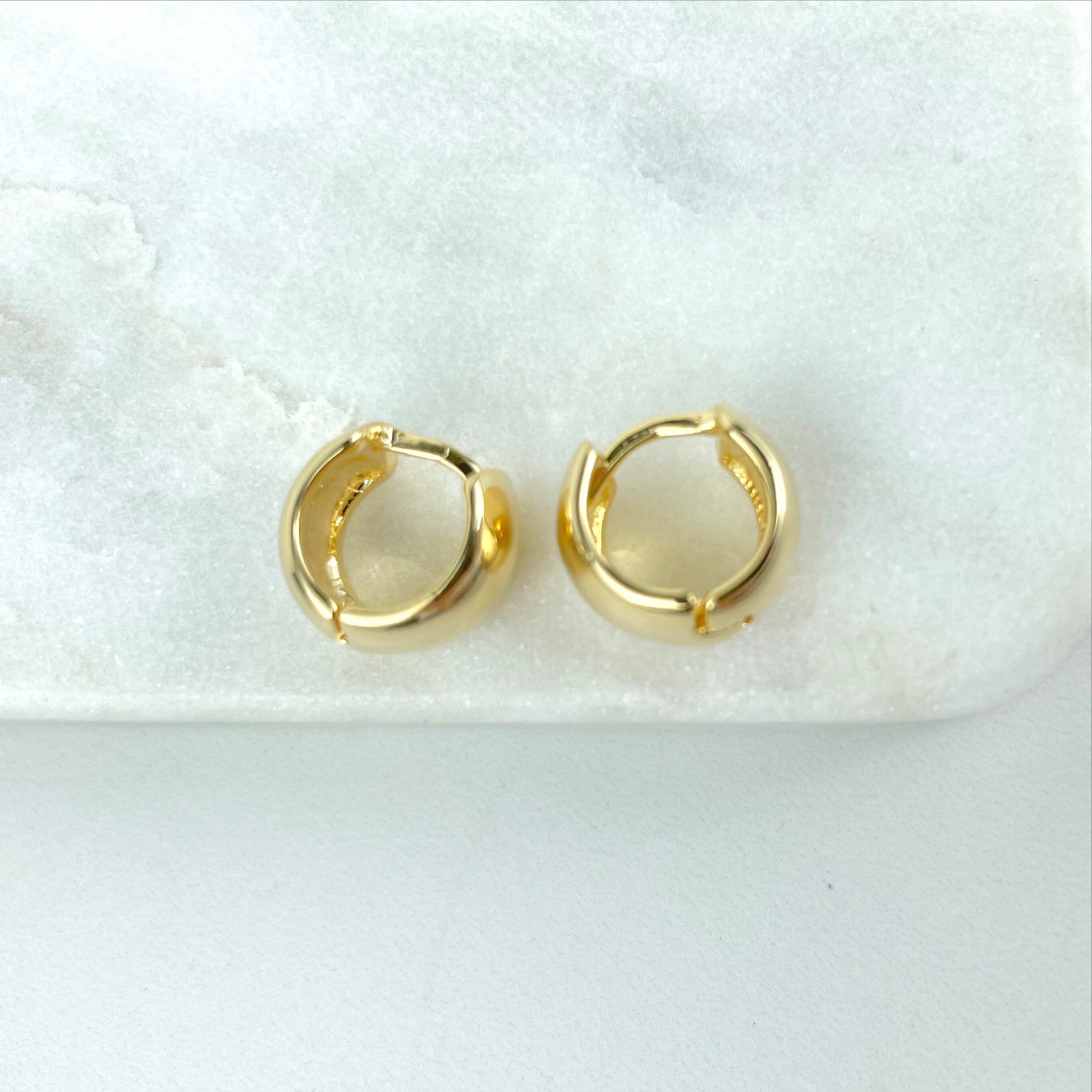18k Gold Filled 15mm Petite Clicker Earrings Huggies Gold Hoops Dainty Wholesale Jewelry Making Supplies