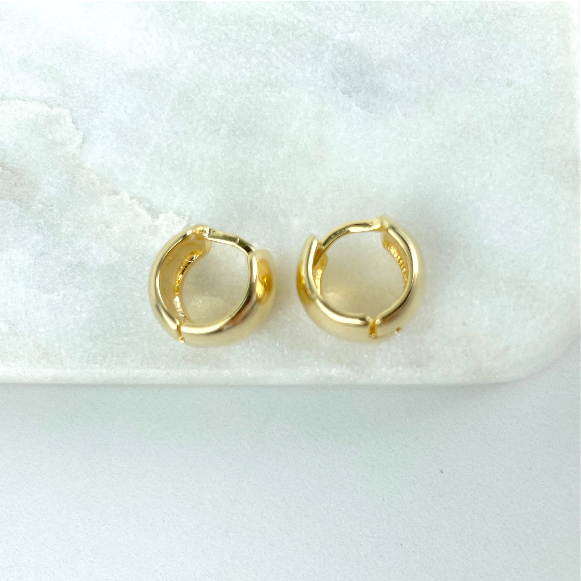 Fat 18k Gold Filled 15mm Petite Clicker Earrings with a little hallow Huggies Gold, Hoops Dainty, Wholesale Jewelry Supplies