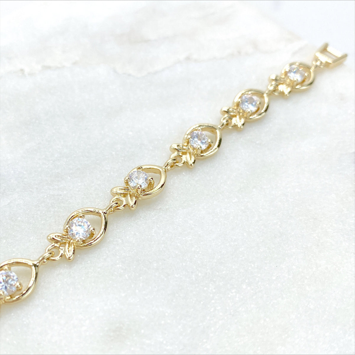 18k Gold Filled with Clear Cubic Zirconia Cutie Design Bracelet Wholesales Jewelry Making Supplies