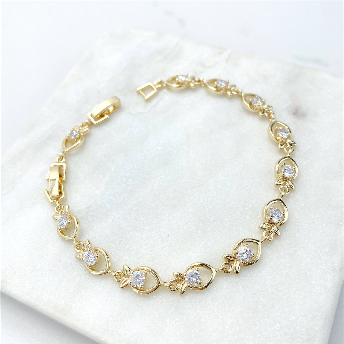 18k Gold Filled with Clear Cubic Zirconia Cutie Design Bracelet Wholesales Jewelry Making Supplies