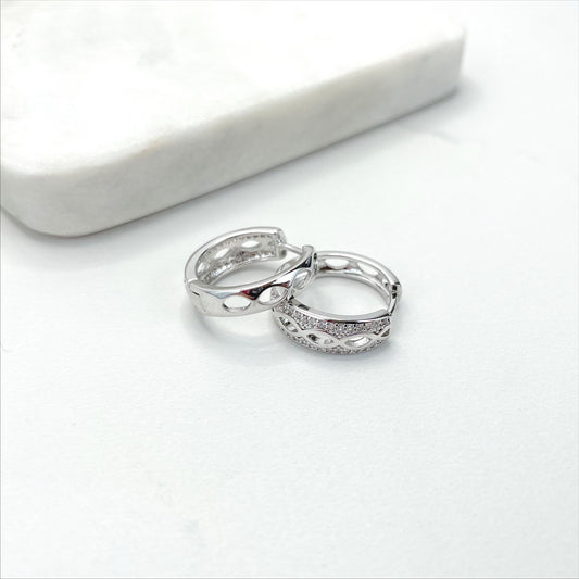 Silver Filled with Micro Cubic Zirconia CZ 19mm Hoops Earrings Wholesale Jewelry Making Supplies