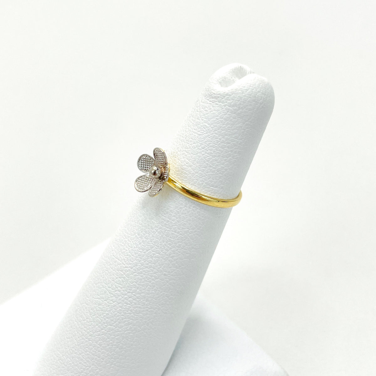 18k Gold Filled Two Tone 3D Flower Ring for Kids Children Toddler Wholesale Jewelry Making Supplies