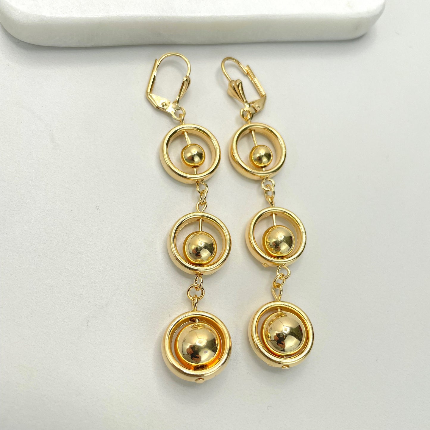 18k Gold Filled 78mm Dangle Drop Earrings with Gold Balls Wholesale Jewelry Making Supplies