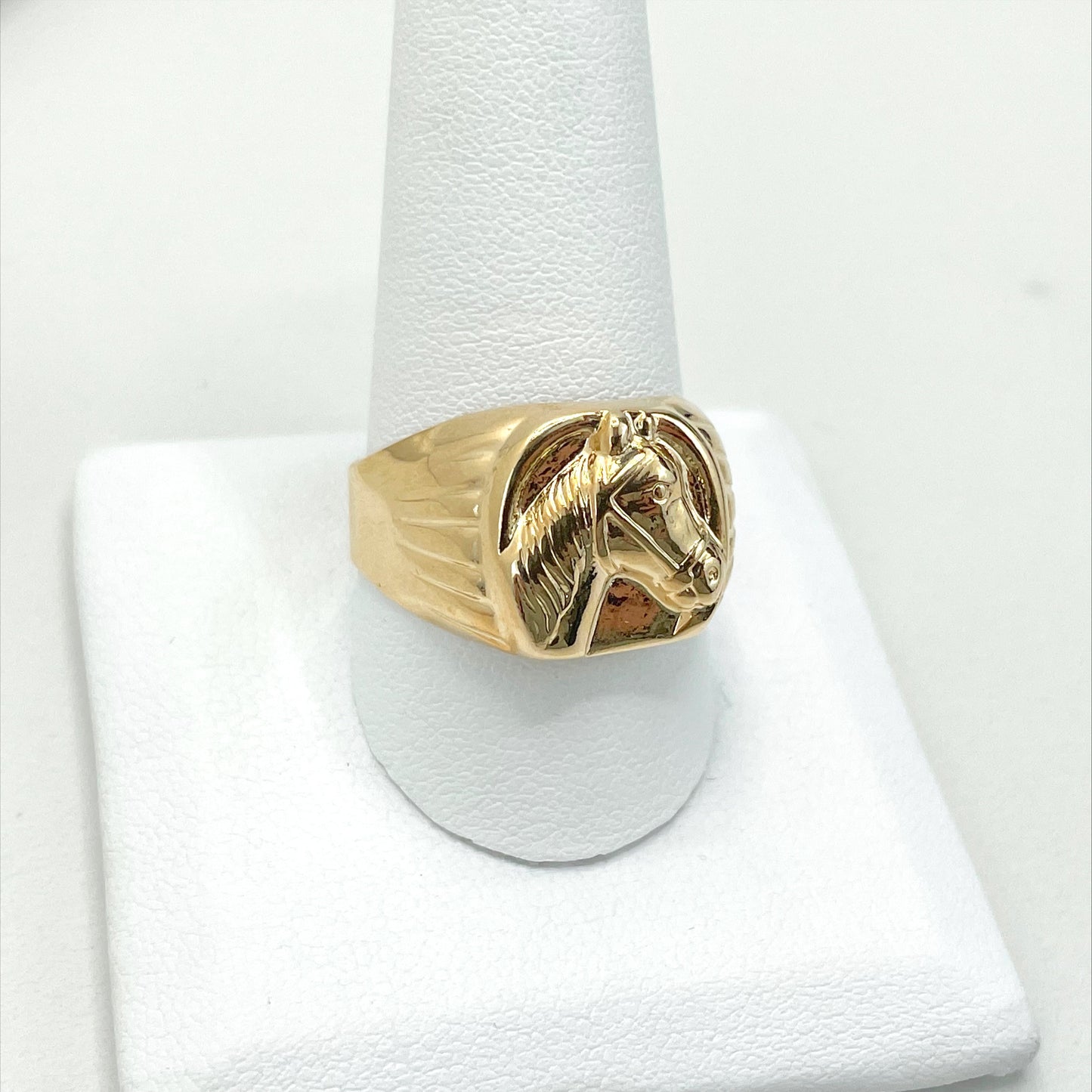 18k Gold Filled Raised Horse Ring, Head Horse Head Ring, Men's Ring, Wholesale Jewelry Making Supplies