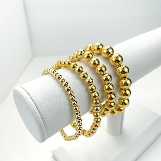 18k Gold Filled Stretch Beads Bracelet Available in 4 sizes For Wholesale and Jewelry Supplies