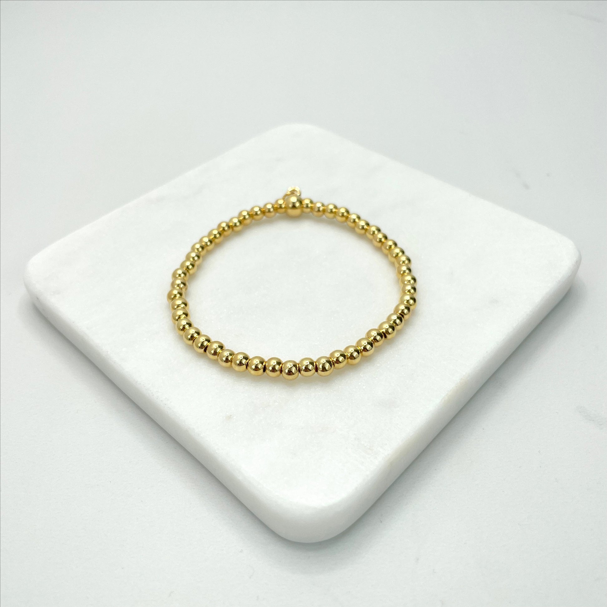 18k Gold Filled Stretch Beads Bracelet Available in 4 sizes For Wholesale and Jewelry Supplies