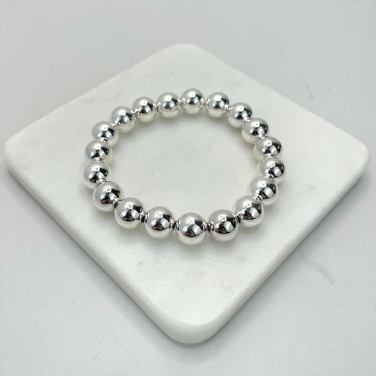 Silver Filled Beads Stretch Bracelet For Wholesale and Jewelry Supplies