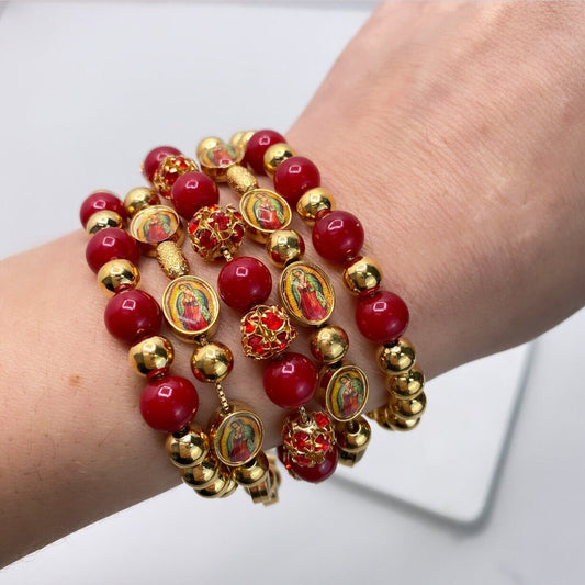 18k Gold Filled Beads & Our Lady of Guadalupe, Virgen de Guadalupe, Religious Bracelet, Wholesale Jewelry Making Supplies