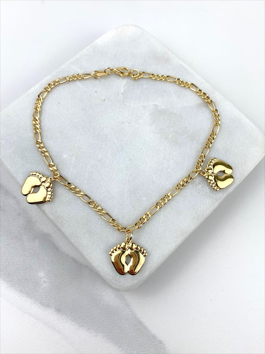18k Gold Filled 3mm Figaro Chain, Foots Charms Anklet Wholesale Jewelry Supplies
