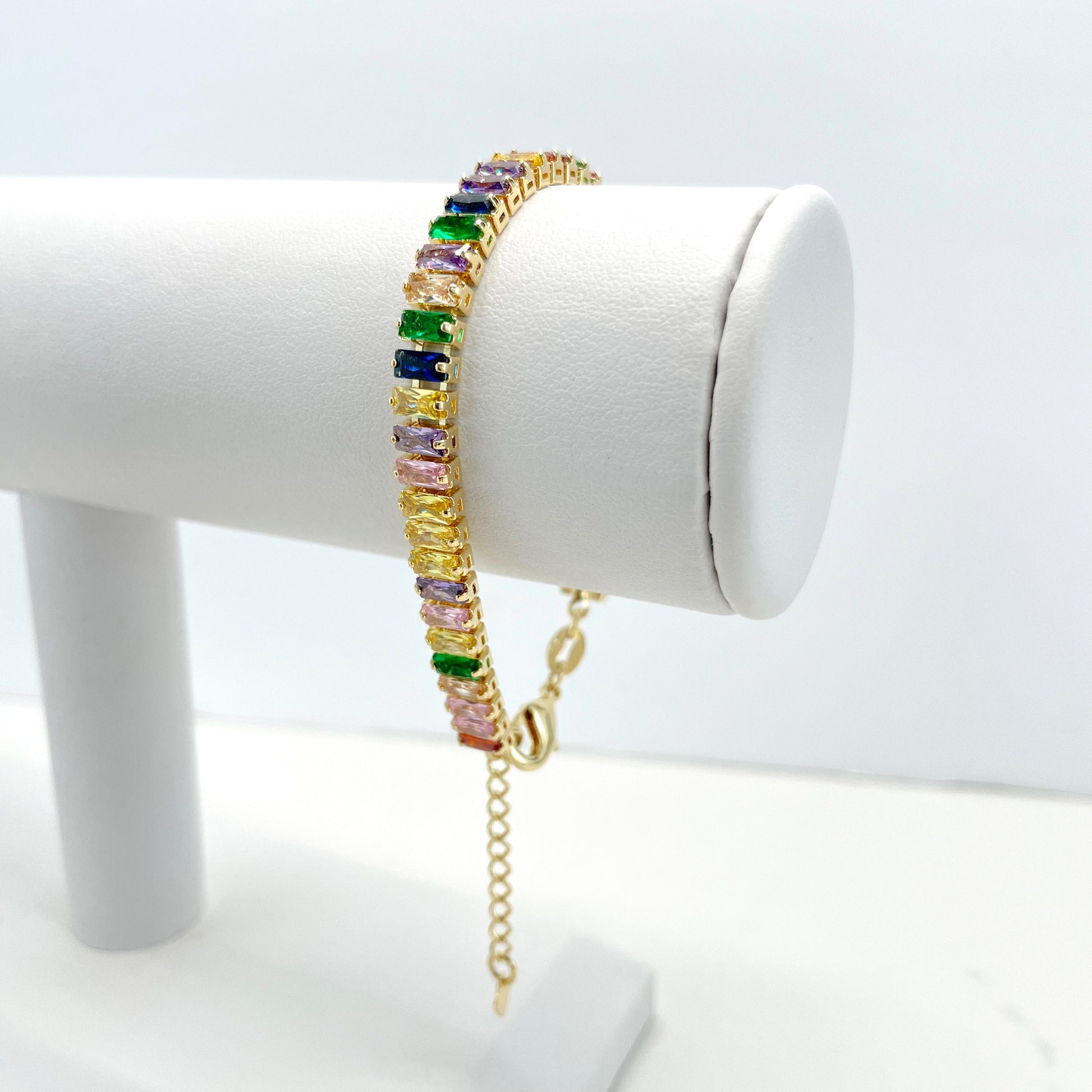 18k Gold Filled Fancy Rainbow Choker or Bracelet Featuring High Quality Colorful Cubic Zirconia Wholesale Jewelry Supplies