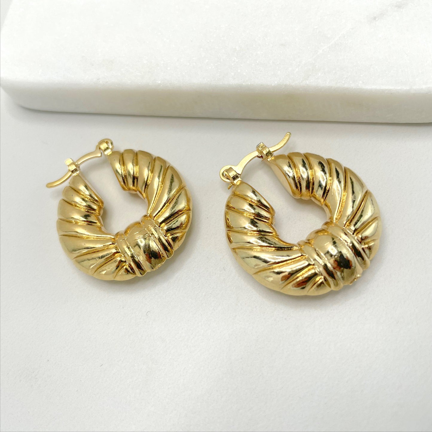 18k Gold Filled Twisted Hoops Earrings, Ribbon Bow Shape, Ultra Light, Wholesale Jewelry Making Supplies