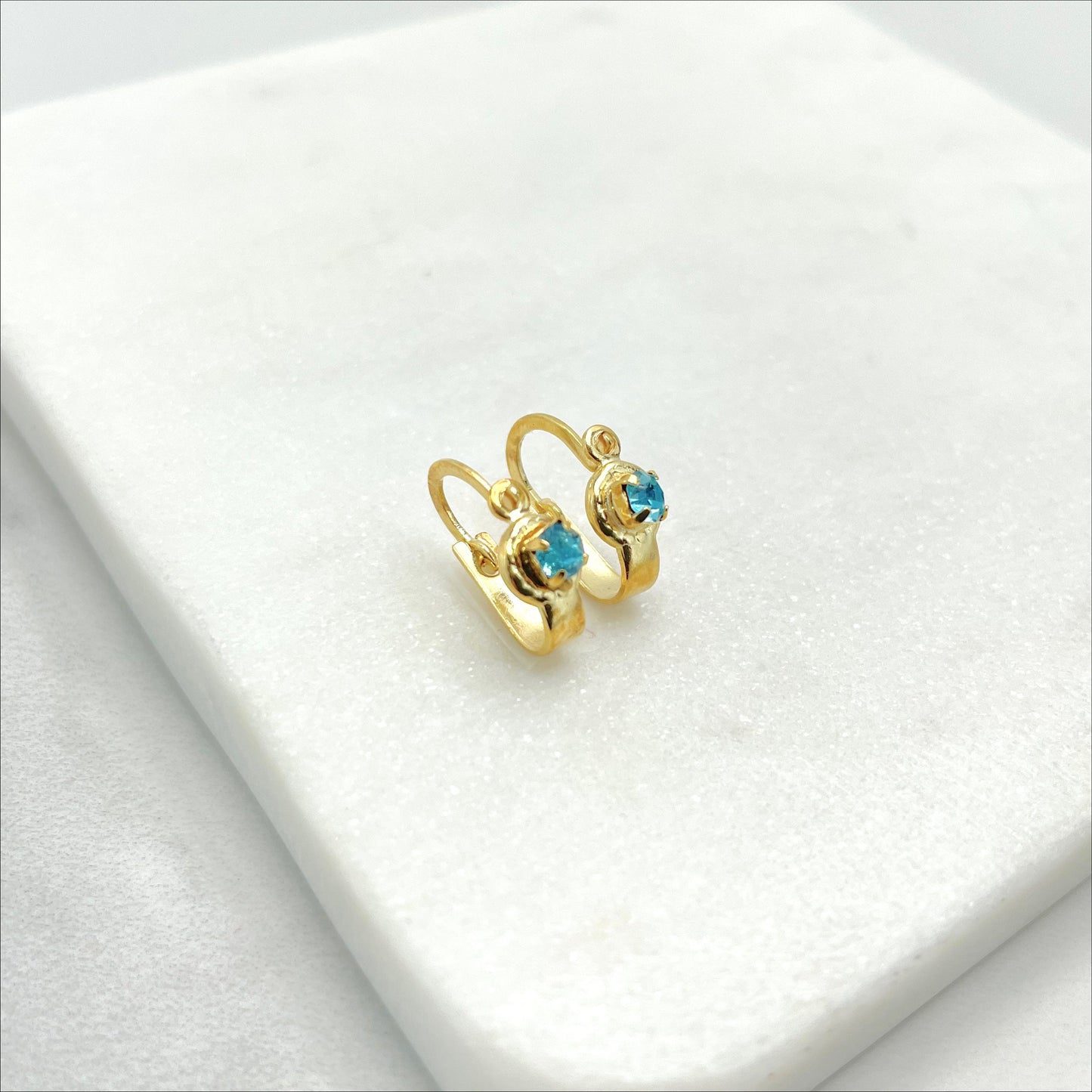 18k Gold Filled Colored Cubic Zirconia Jacket Earrings for kids, Clear, Light Blue or Pink CZ, Wholesale Jewelry Making Supplies