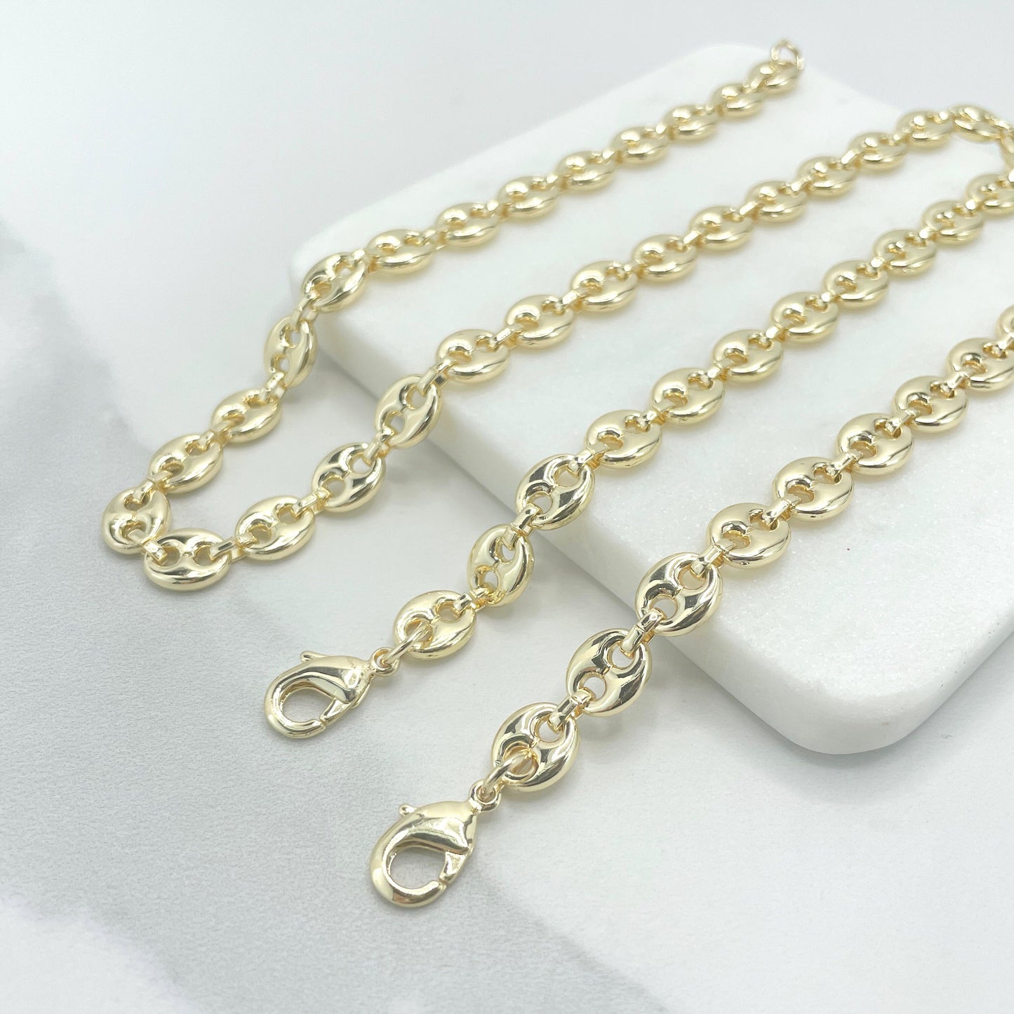 18k Gold Filled 12mm Puffy Mariner Style Link Chain, Necklace or Bracelet, Wholesale Jewelry Making Supplies