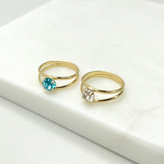 18k Gold Filled with White or Blue Zirconia Stones for Rings for Kids Children Toddler Wholesale Jewelry Making Supplies