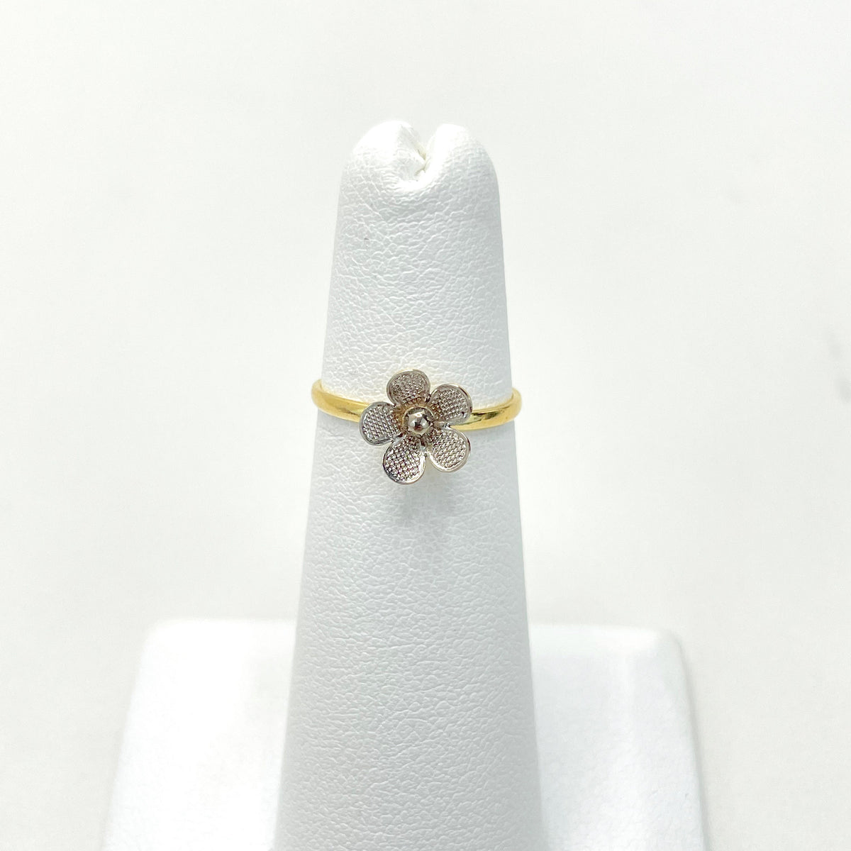 18k Gold Filled Two Tone 3D Flower Ring for Kids Children Toddler Wholesale Jewelry Making Supplies