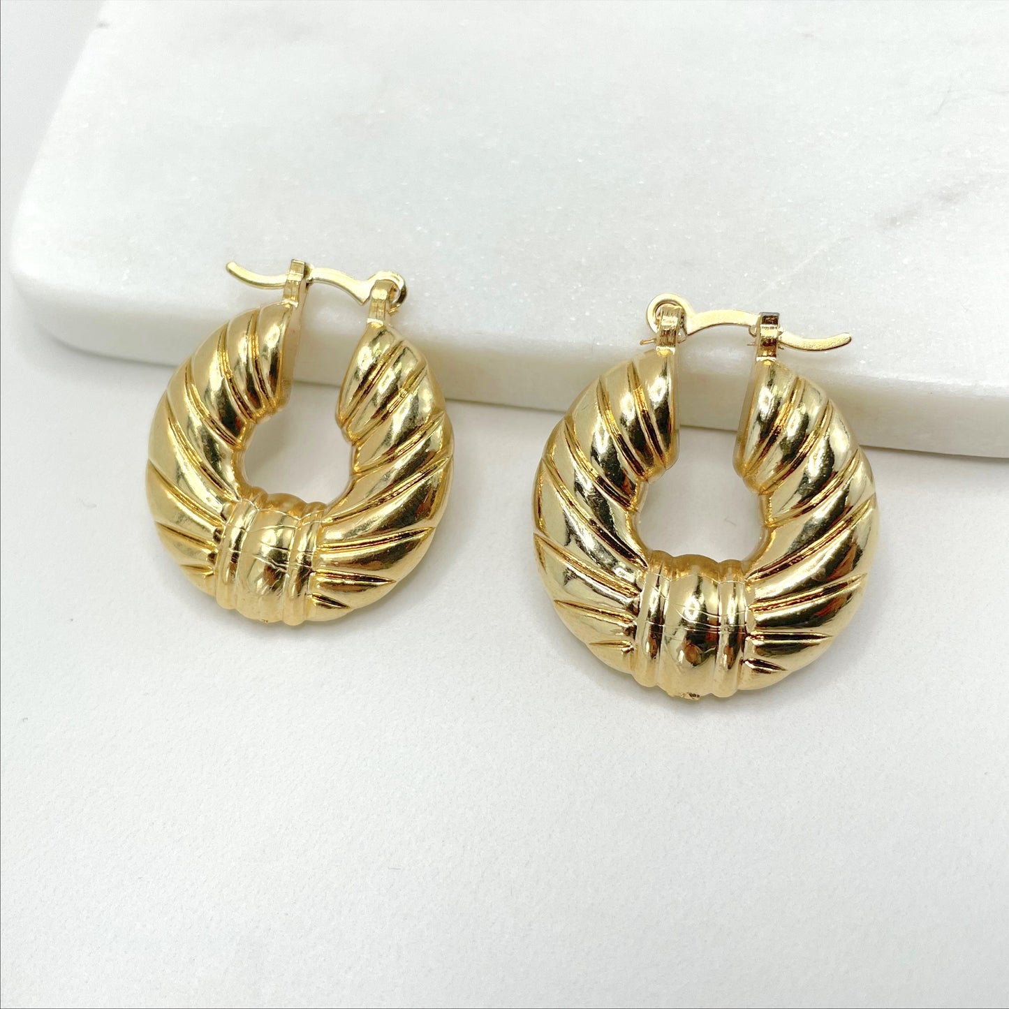 18k Gold Filled Twisted Hoops Earrings, Ribbon Bow Shape, Ultra Light, Wholesale Jewelry Making Supplies