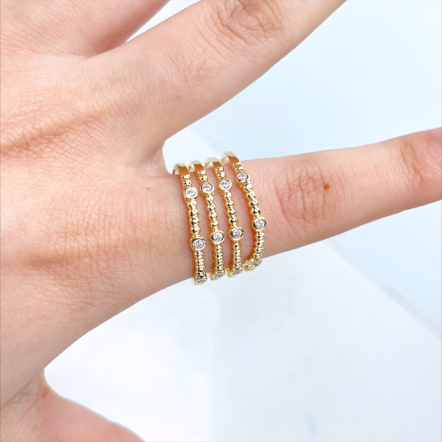 18k Gold Filled Simulated Stacking Ring Featuring with Micro Cubic Zirconia, Wholesale Jewelry Making Supplies