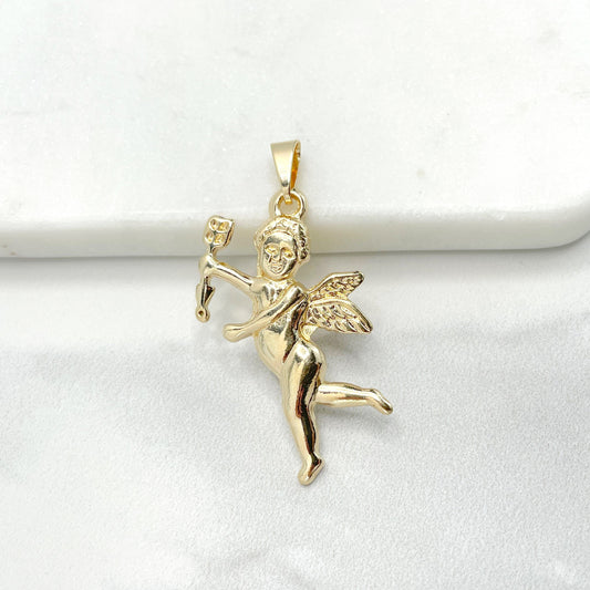 18k Gold Filled Vintage Little Angel Cupid Bow Arrow Pendant Charms Wholesale Jewelry Making Supplies
