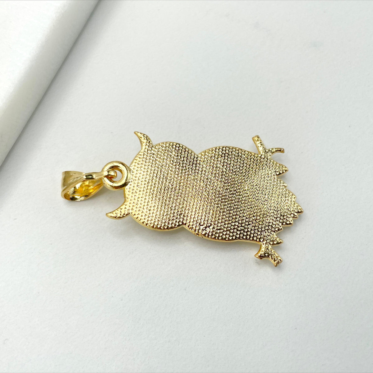 18k Gold Filled Texturized Owl Pendant Charms Wholesale Jewelry Making Supplies