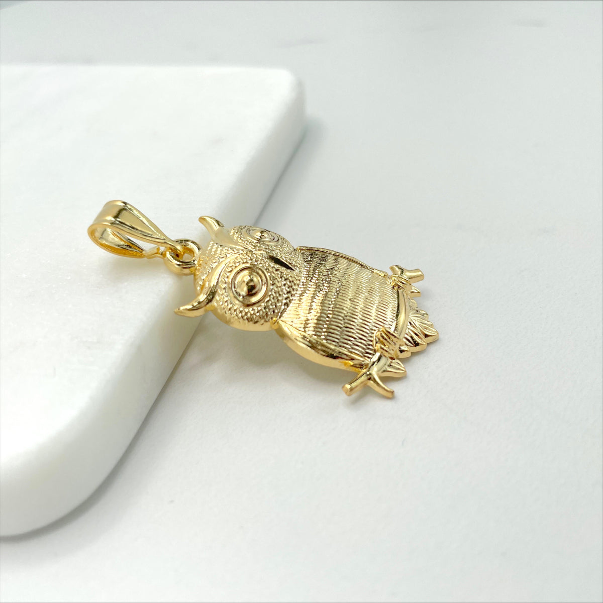 18k Gold Filled Texturized Owl Pendant Charms Wholesale Jewelry Making Supplies