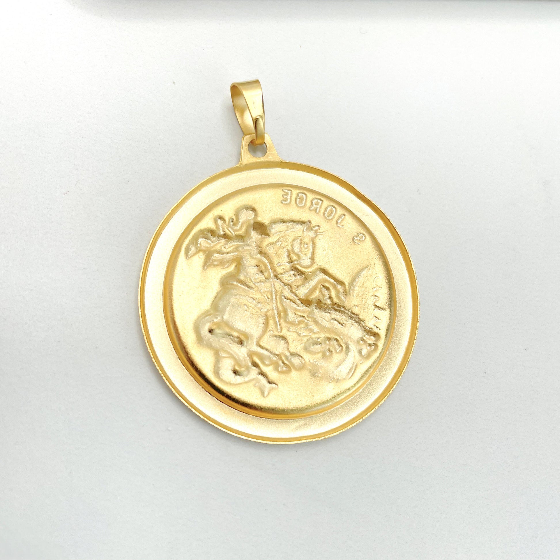 18k Gold Filled Cubic Zirconia Saint George The Dragon Slayer Pendant Charms Medal Wholesale Jewelry Making Supplies