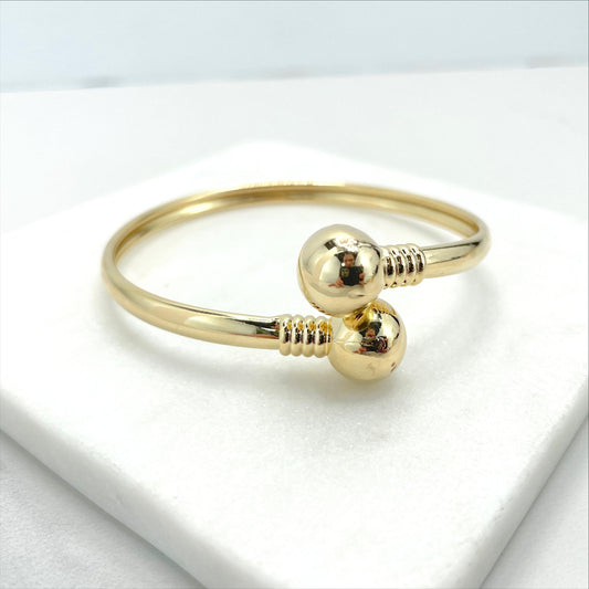 18k Gold Filled  Wrist Cuff Bangle with Gold Balls, Wholesale Jewelry Making Supplies