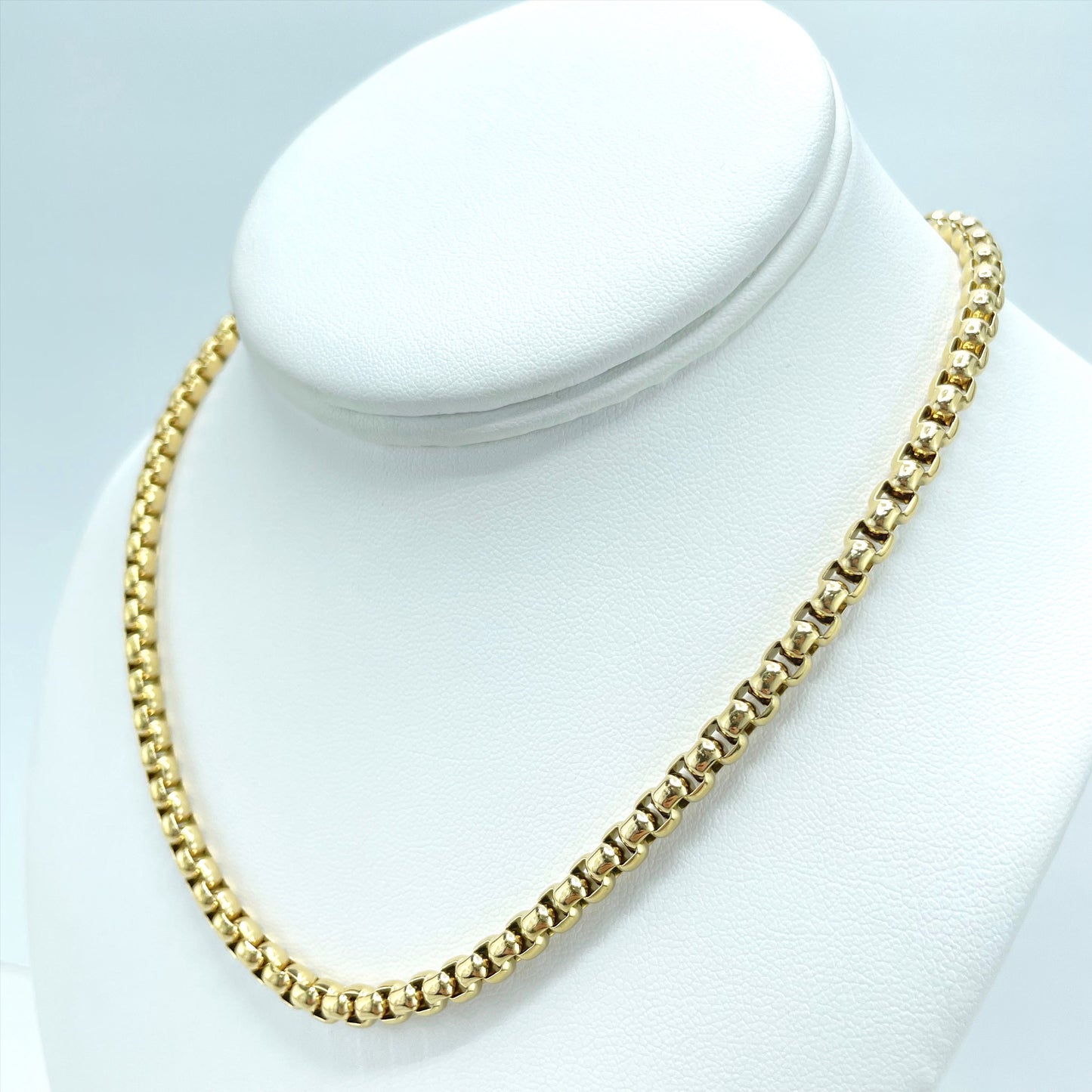 14k Gold Plated On Stainless Steel 5mm Box Chain Link Necklace 30" Long, Unisex Chain, Wholesale Jewelry Making Supplies