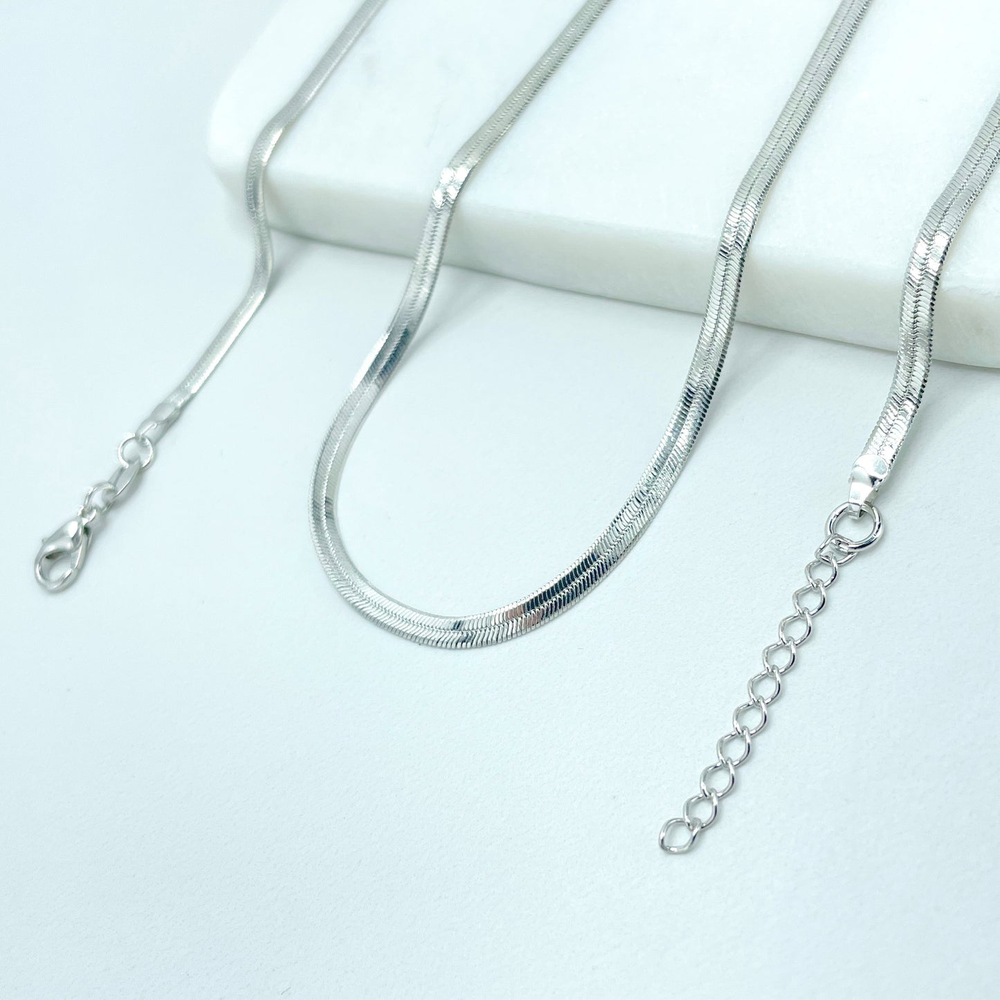 Silver Filled 3mm Herringbone Snake Chain, Bracelet or Anklet, Wholesale Jewelry Making Supplies