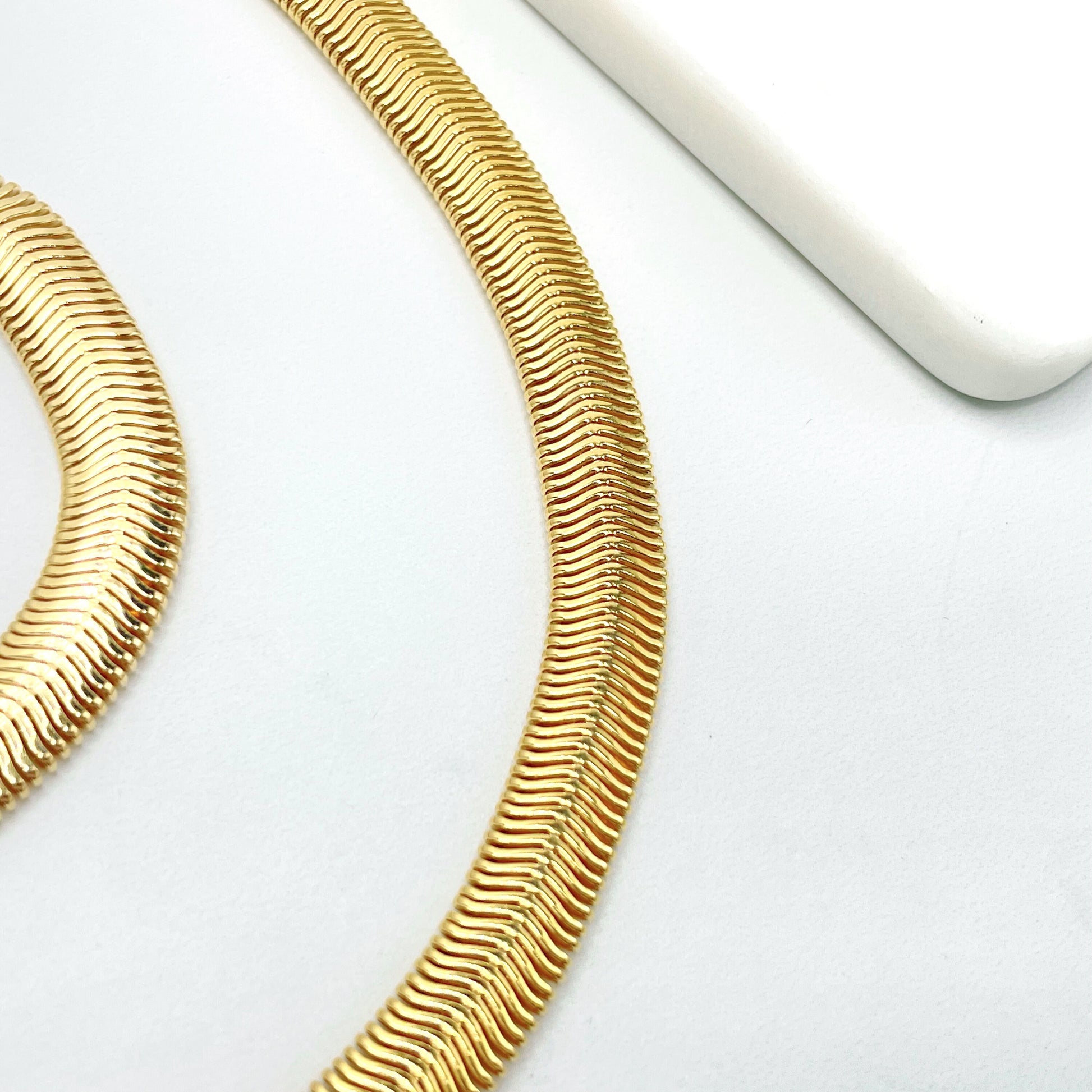 18k Gold Filled Fancy 10mm Snake Herringbone Chain 16'' or 18'' with Extender, Wholesale Jewelry Making Supplies