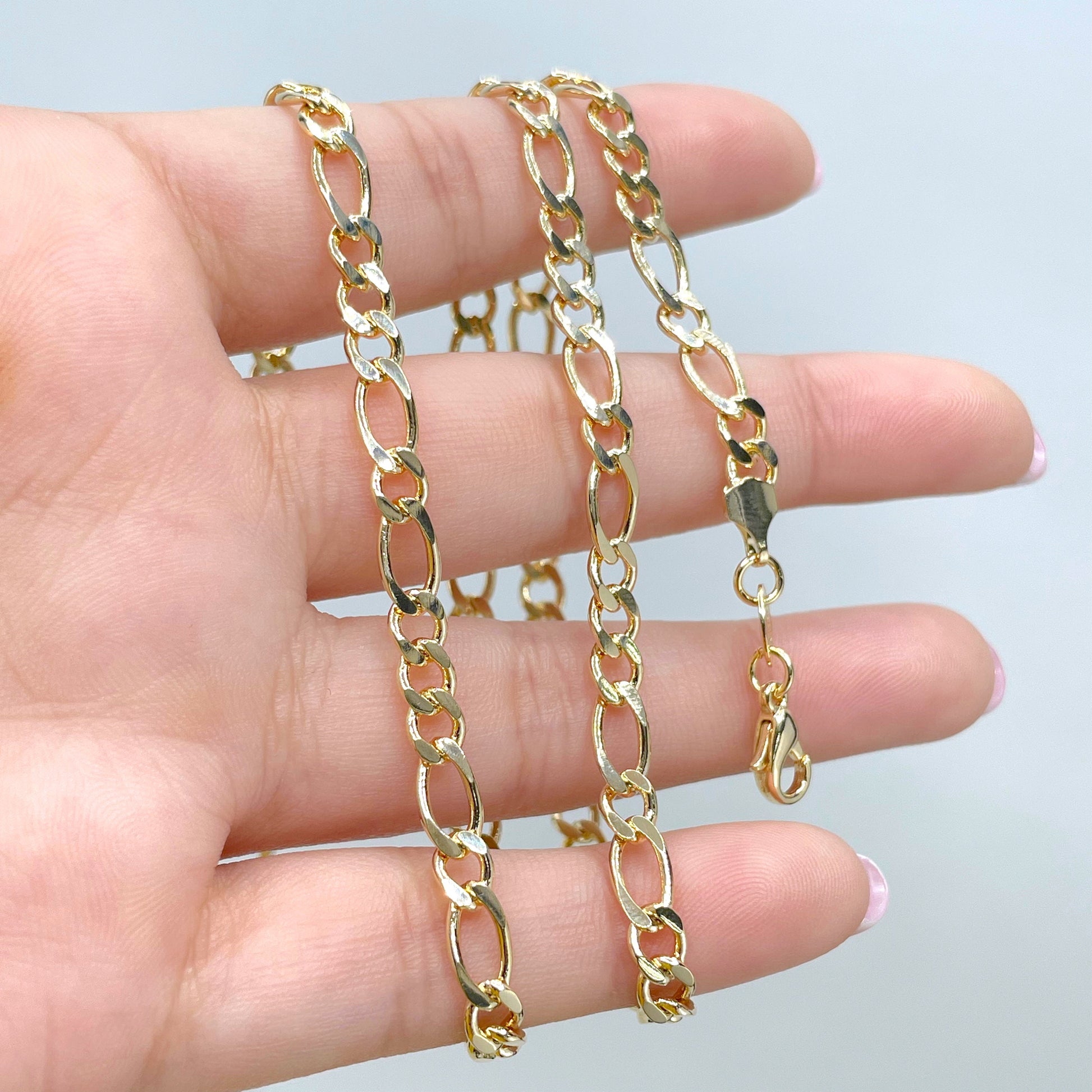 18k Gold Filled 4mm Figaro Link Chains Wholesale and Jewelry Supplies