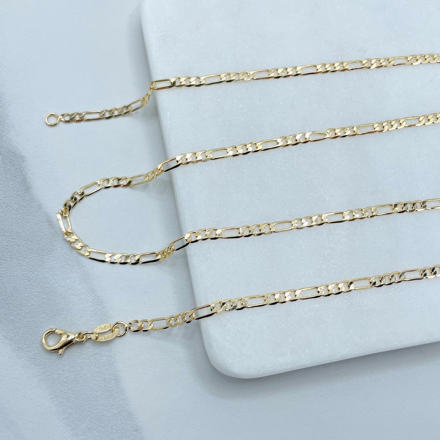 18k Gold Filled 3mm Figaro Link, 24 inches of length, Chains Wholesale and Jewelry Supplies