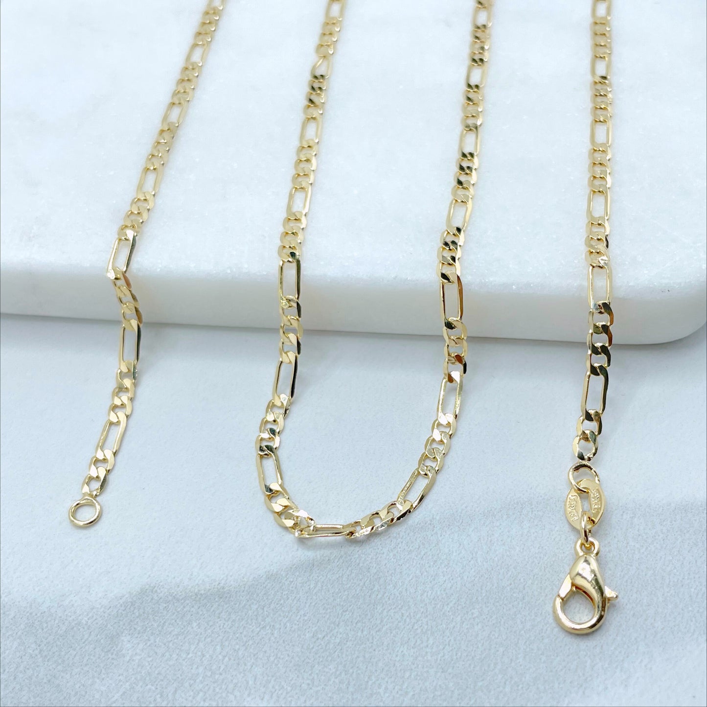 18k Gold Filled 3mm Figaro Link, 24 inches of length, Chains Wholesale and Jewelry Supplies