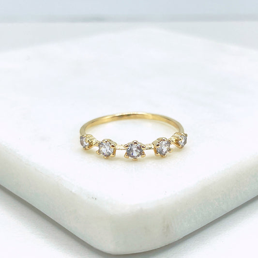 18k Gold Filled Cubic Zirconia 05 Stones Delicate Stackable Ring Wholesale and Jewelry Supplies