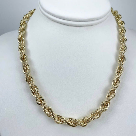 18k Gold Filled 7mm Thickness Rope Link Chain Chokers Wholesale Jewelry Making Supplies