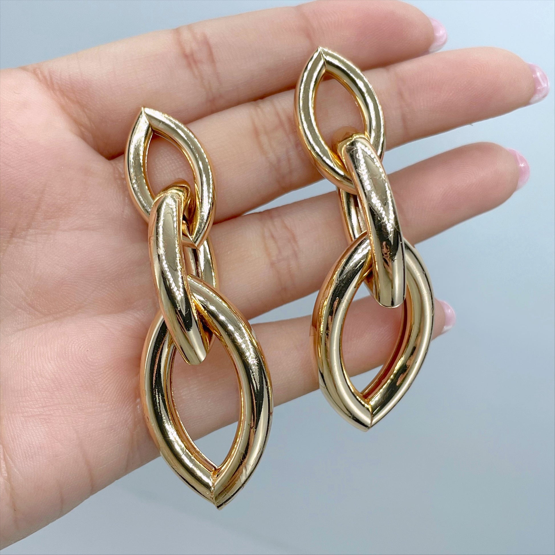 18k Gold Filled 62mm with 03 Chain Style Drop Dangle Earrings 20mm Thickness Wholesale Jewelry Making Supplies