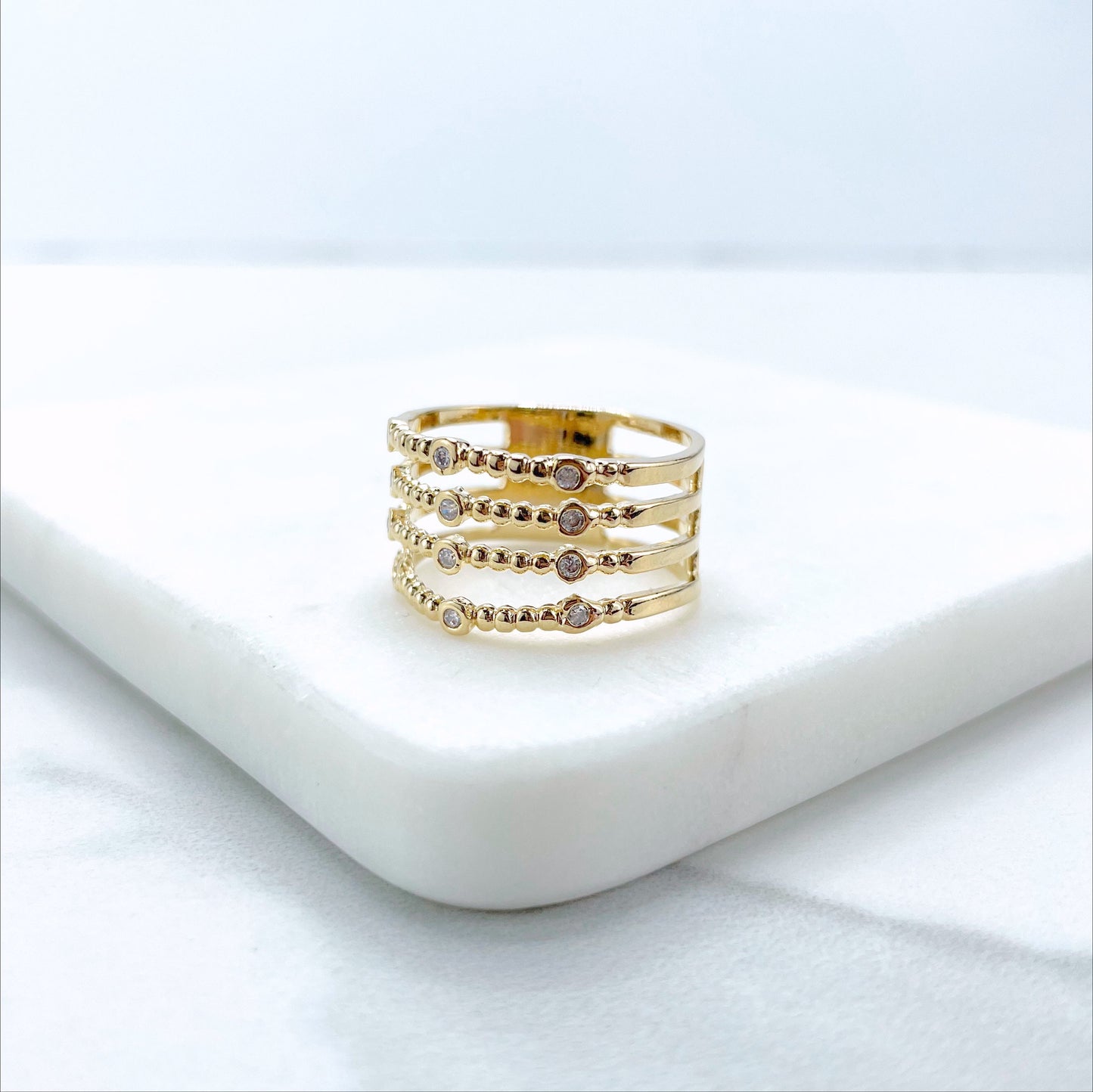 18k Gold Filled Simulated Stacking Ring Featuring with Micro Cubic Zirconia, Wholesale Jewelry Making Supplies