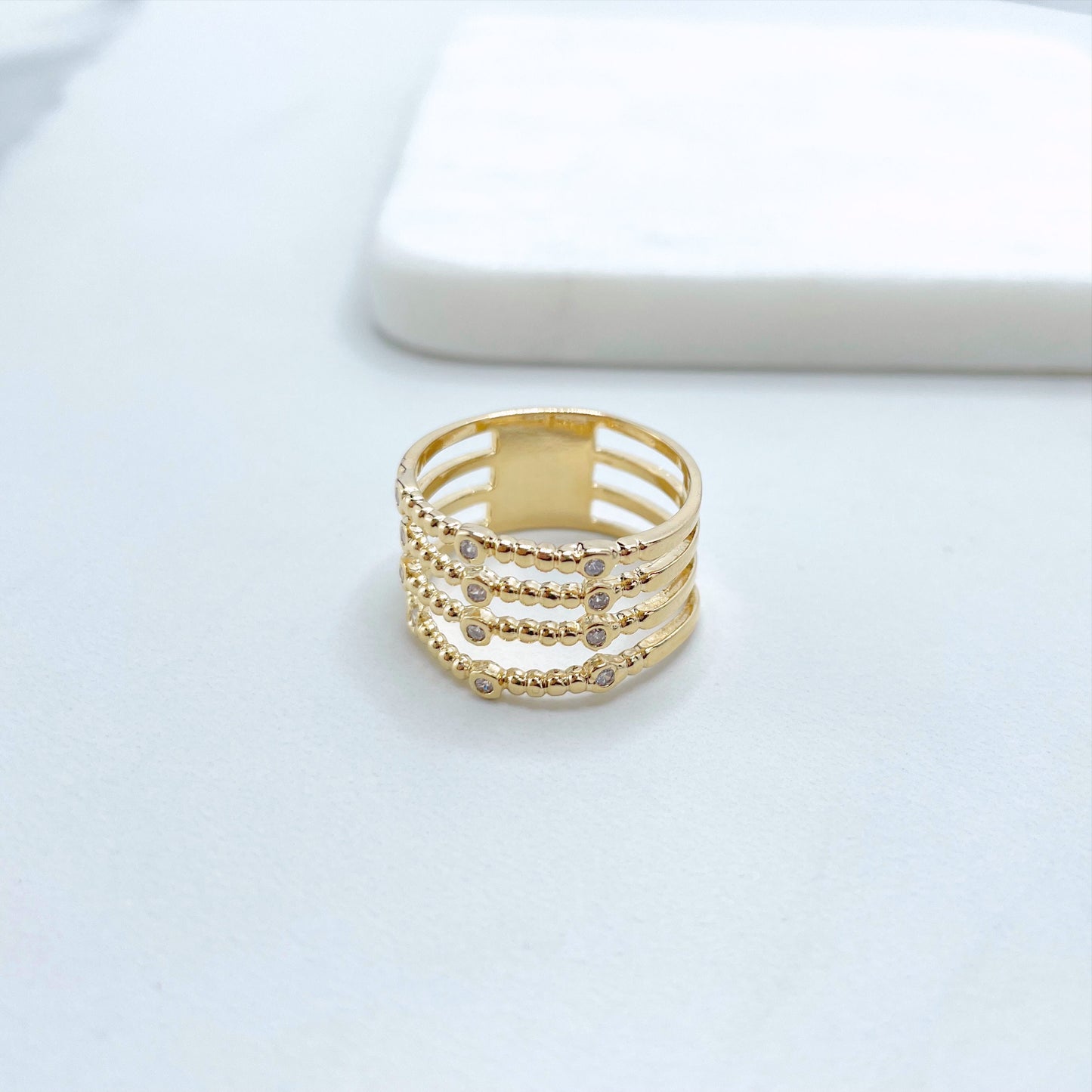 18k Gold Filled Simulated Stacking Ring Featuring with Micro Cubic Zirconia, Wholesale Jewelry Making Supplies
