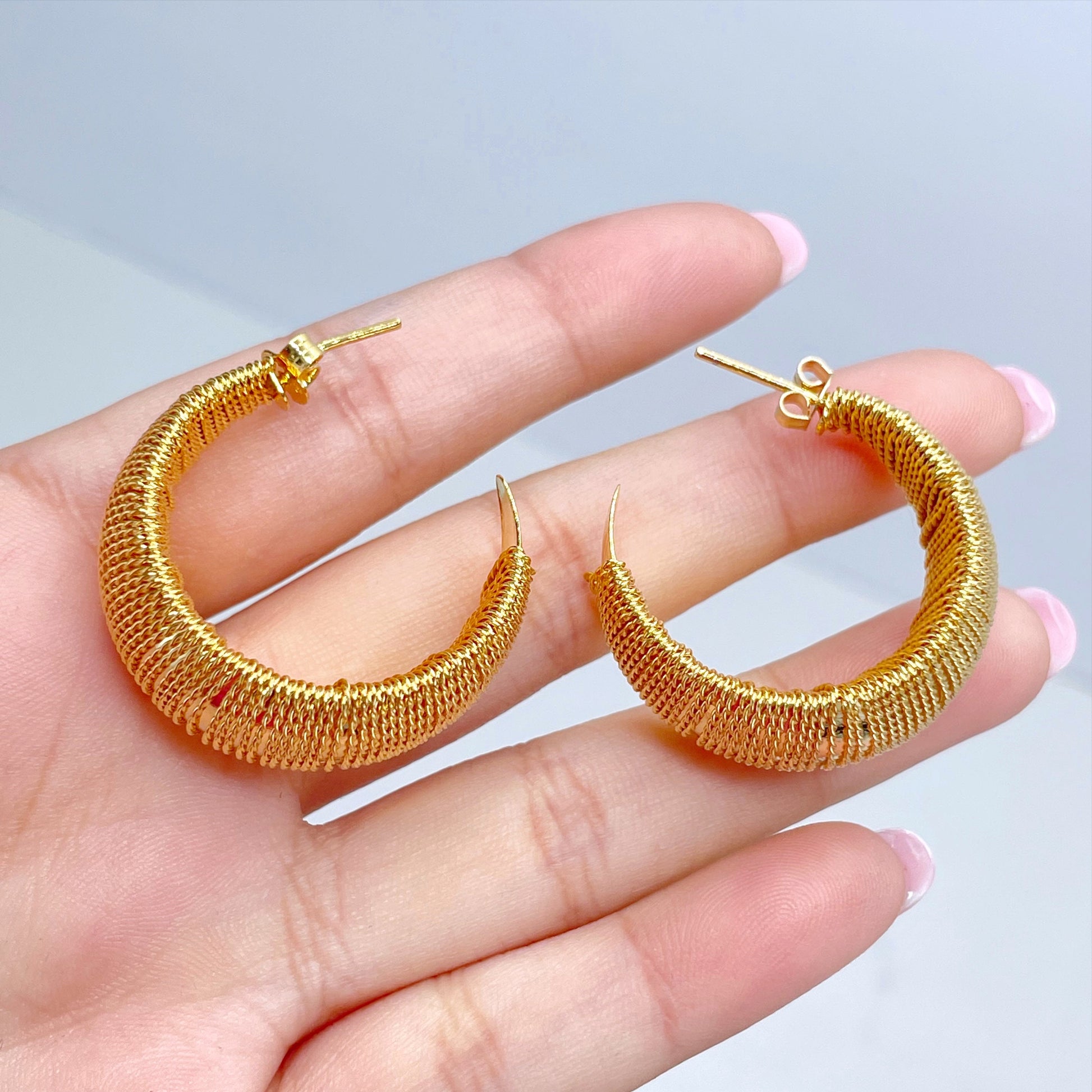 18k Gold Filled  31mm C-Hoop Earrings, 15mm Thickness, Wholesale Jewelry Making Supplies