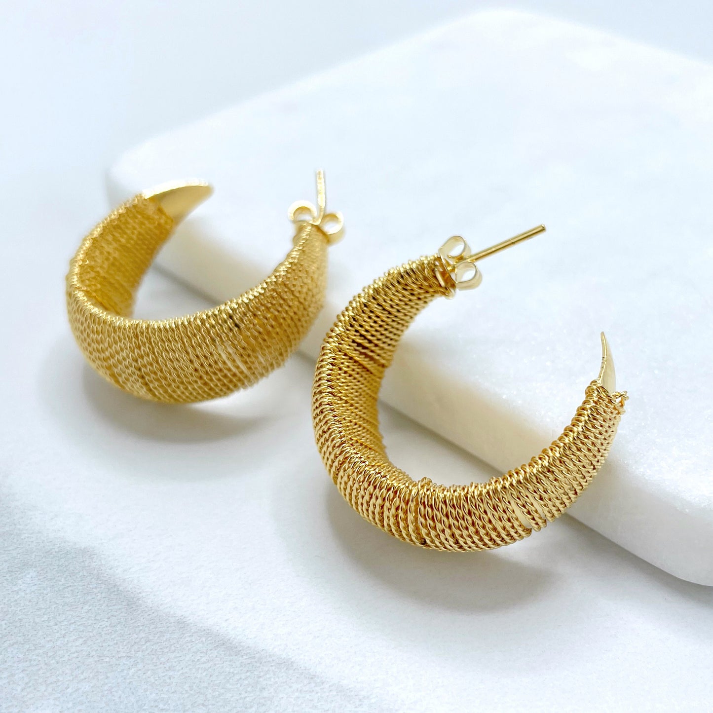 18k Gold Filled  31mm C-Hoop Earrings, 15mm Thickness, Wholesale Jewelry Making Supplies