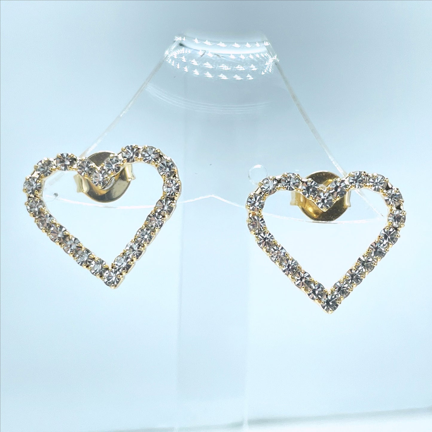 18k Gold Filled or White Gold Filled 1mm Box Chain with CZ Fancy Heart Design Set Necklace & Earrings Wholesale Jewelry Supplies