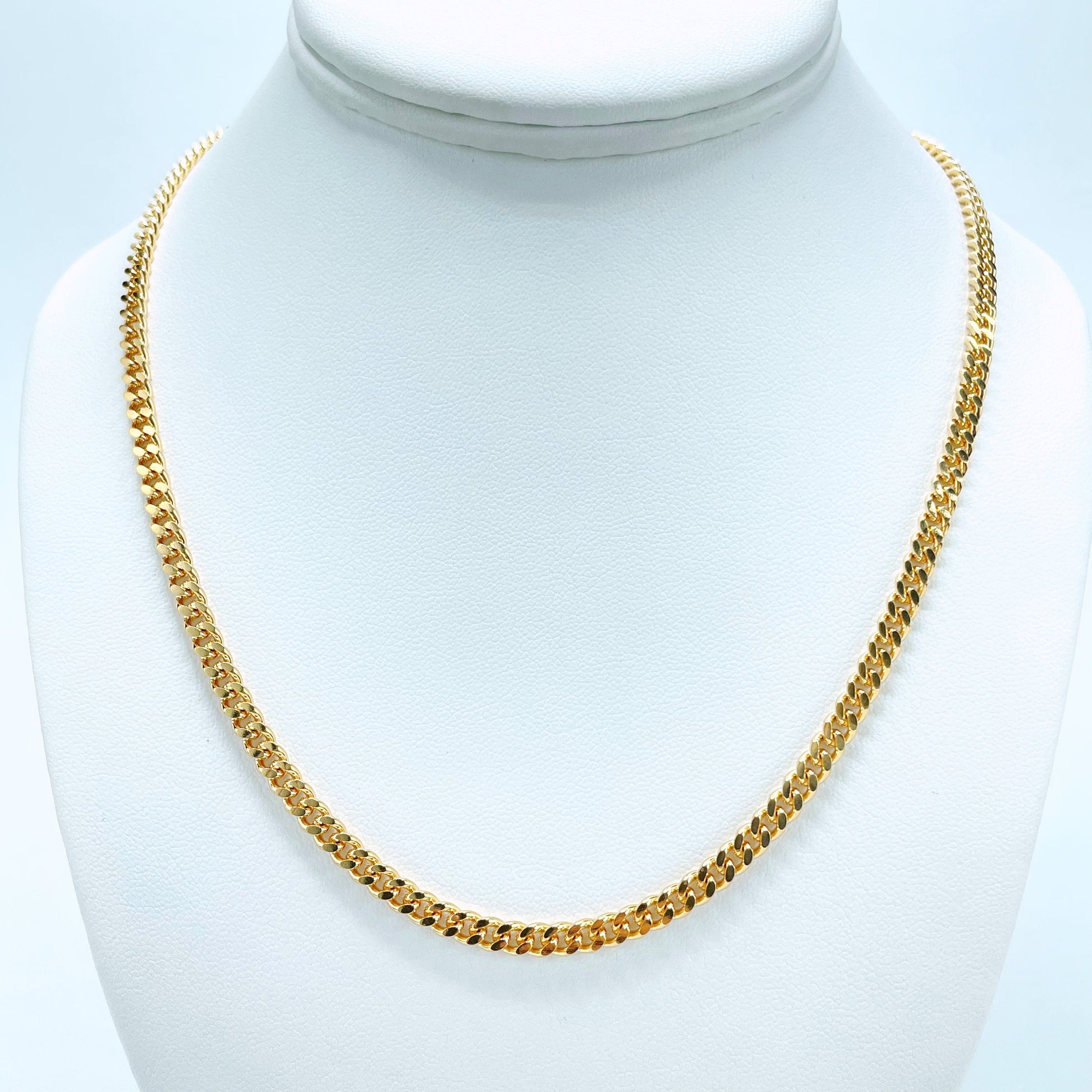 18k Gold Filled Miami Cuban Link Chain 4mm Thickness, Unisex Curb Link Chain, Wholesale Jewelry Making Supplies