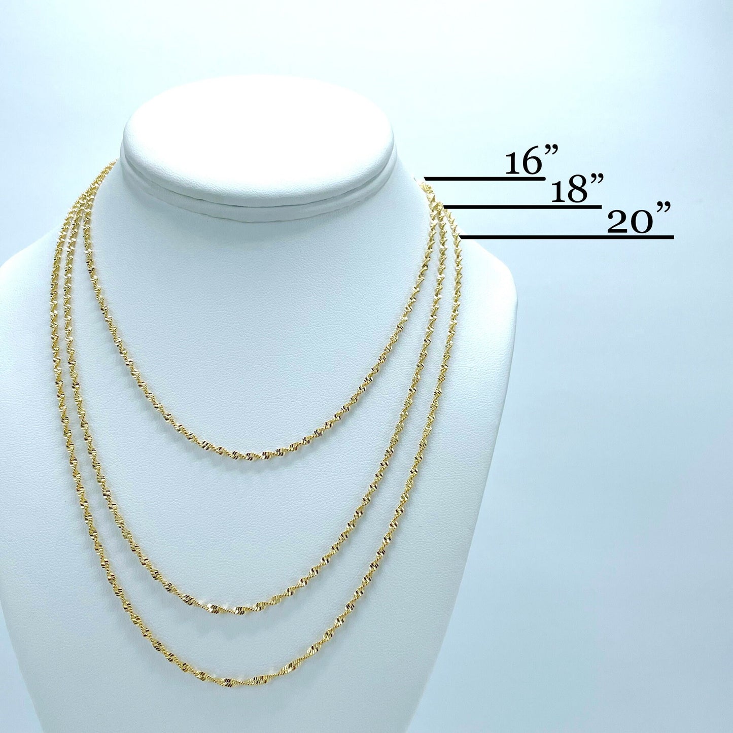 18k Gold Filled Singapore Link Chain 2mm, length 16 inches or 18 inches, 18 inches, 20 inches Chain Wholesale Jewelry Making Supplies