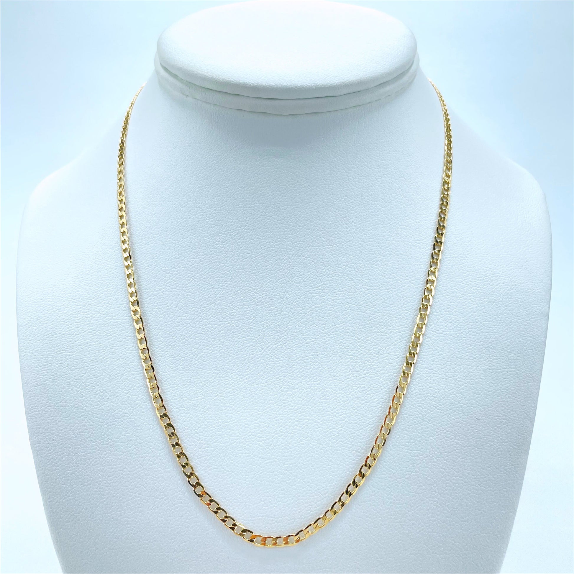 18k Gold Filled Cuban Link Chain 3mm Thickness, 16, 18, 20, 22 or 24 inches of length, Unisex Curb Link, Wholesale Jewelry Making Supplies