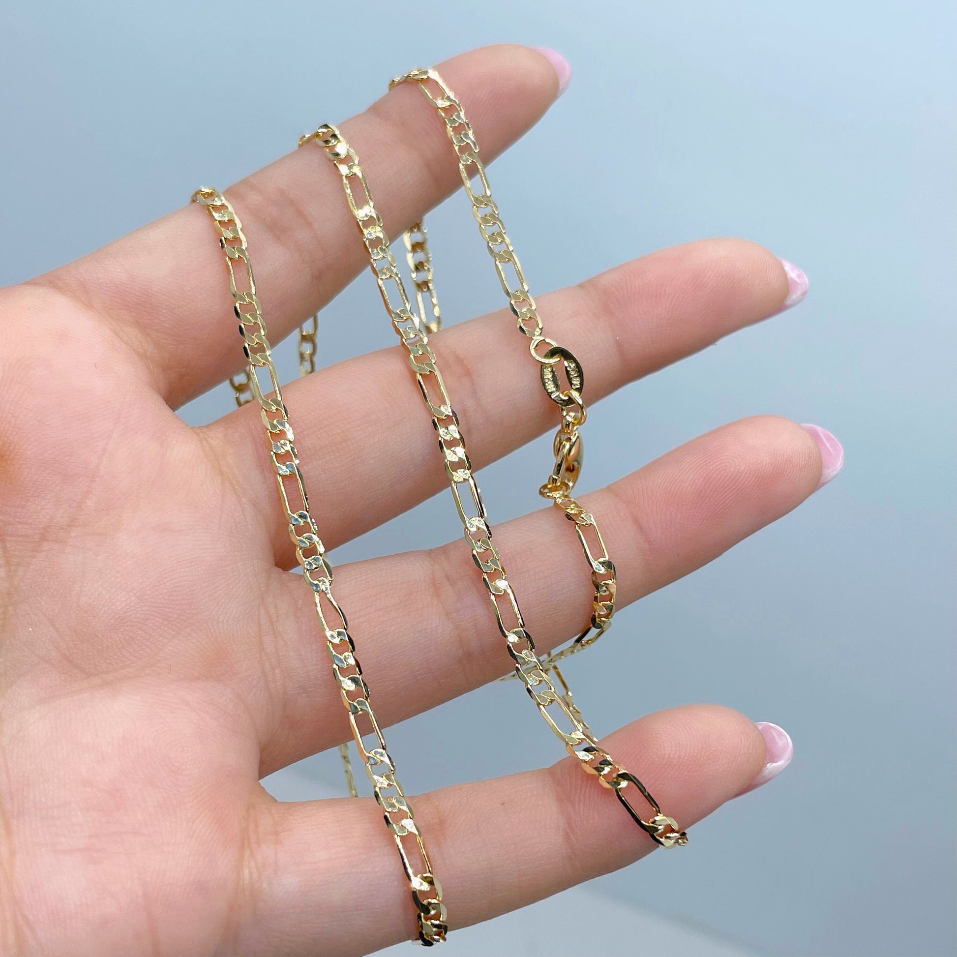 18k Gold Filled 3mm Figaro Link, 24 inches of length, Chains Wholesale and Jewelry Supplies