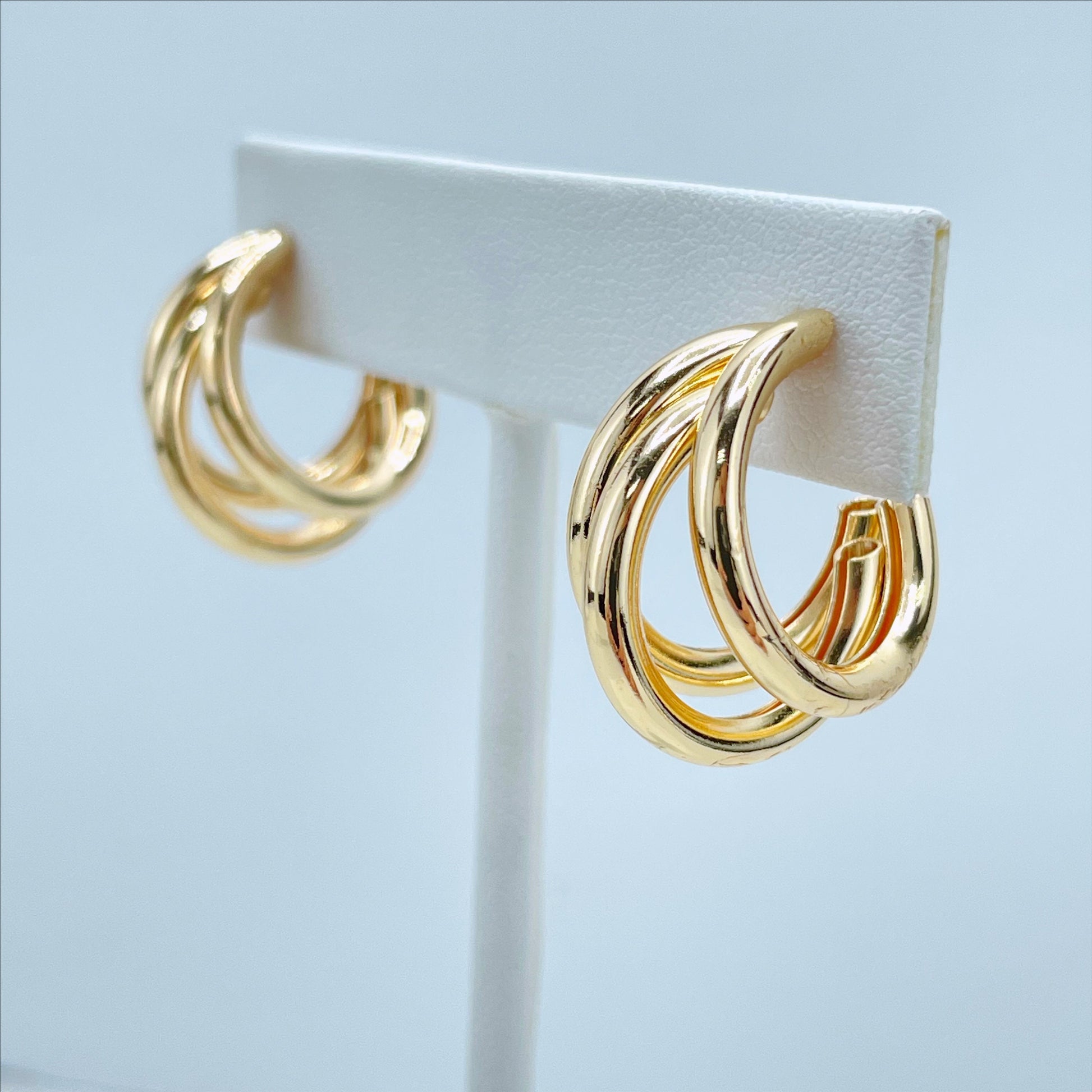 18k Gold Filled 20mm or 25mm Tubular Braided C-Hoop Earrings, Wholesale Jewelry Making Supplies