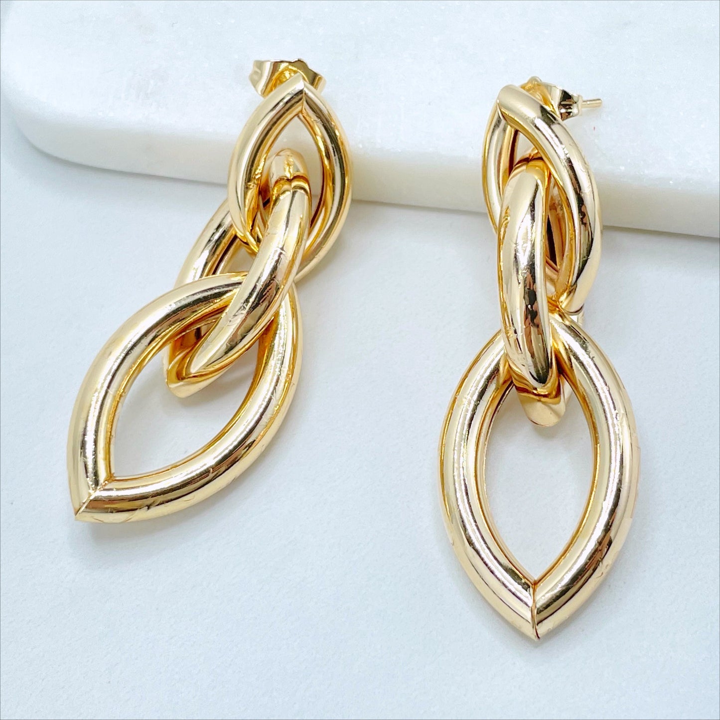 18k Gold Filled 62mm with 03 Chain Style Drop Dangle Earrings 20mm Thickness Wholesale Jewelry Making Supplies