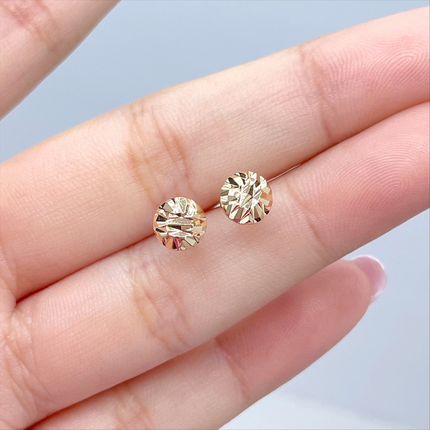 18k Gold Filled 6mm Ball Texturized Stud Earrings Wholesale Jewelry Making Supplies