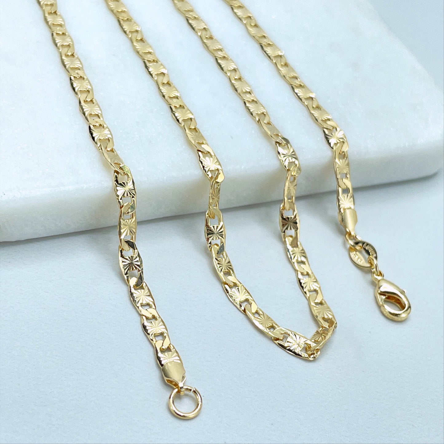 18k  Gold Filled or Silver Gold Filled 3.7mm Thickness Mariner Anchor Link Chain Necklaces for Wholesale Jewelry Making Supplies