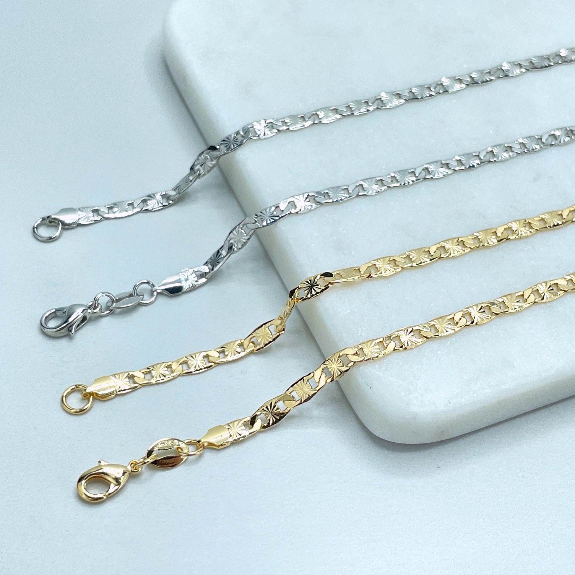 18k  Gold Filled or Silver Gold Filled 3.7mm Thickness Mariner Anchor Link Chain Necklaces for Wholesale Jewelry Making Supplies